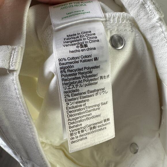 J.Crew 2003 Petite Slim Jean WMNS 26P White Denim Mid-Rise Super Stretch Zip Fly - Picture 6 of 8